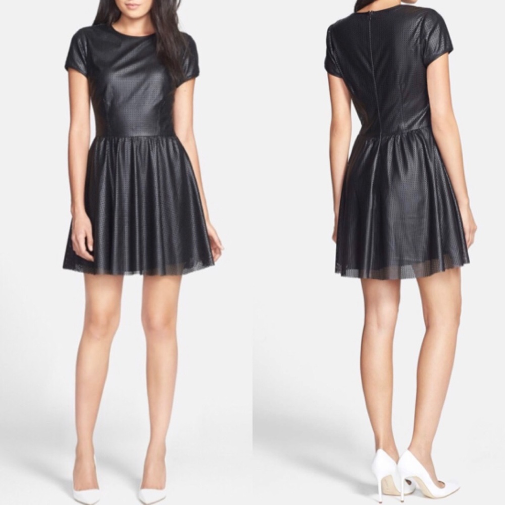 Lucca Couture, Faux Leather Skater Dress